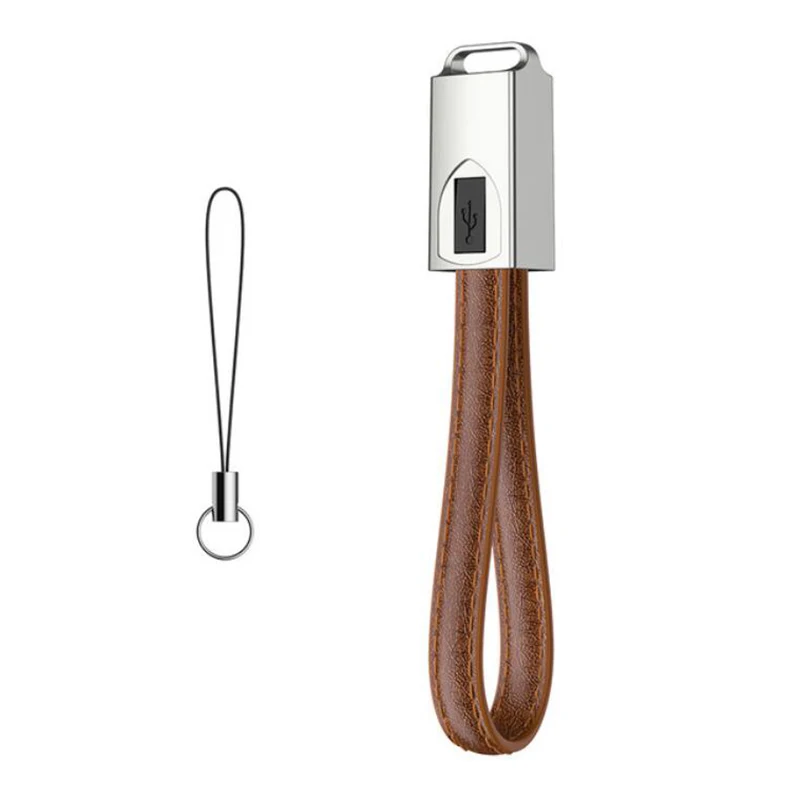 leather Brown Портативный usb-кабель для iPhone, Xiaomi, samsung, 3A, быстрая зарядка, синхронизация данных, Тип C, кабели для телефонов, кожаный брелок, кабель Micro USB C - Цвет: leather Brown