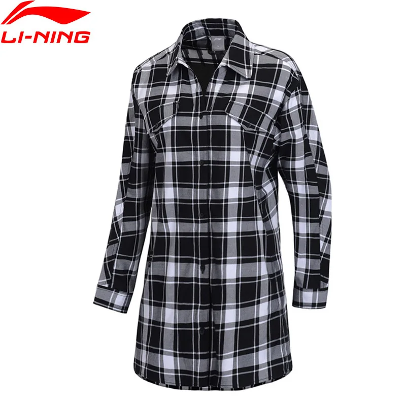 (Код обрыва) Li Ning Женская трендовая рубашка с длинным рукавом свободная 100% хлопок