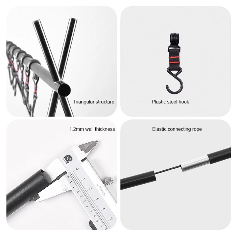

2021 Outdoor Camping Portable Storage Hook Rack New Folding Tripod Camping Storage Rack Outdoor Equipment
