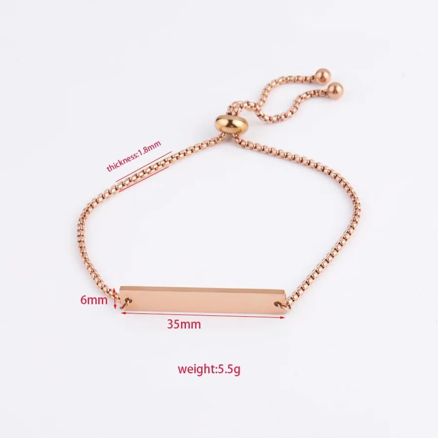 Черный браслет из нержавеющей стали без рисунка для гравировки 6*35 мм