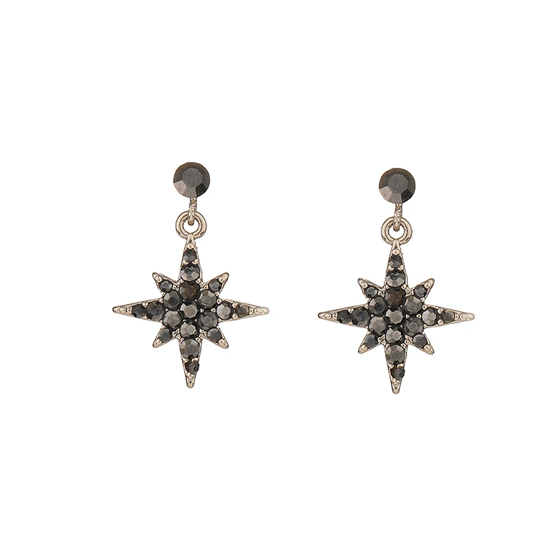 

【Pusat Belanja Youlai】Gun Black Diamond Star Pendant Alloy Earring Support Wholesale