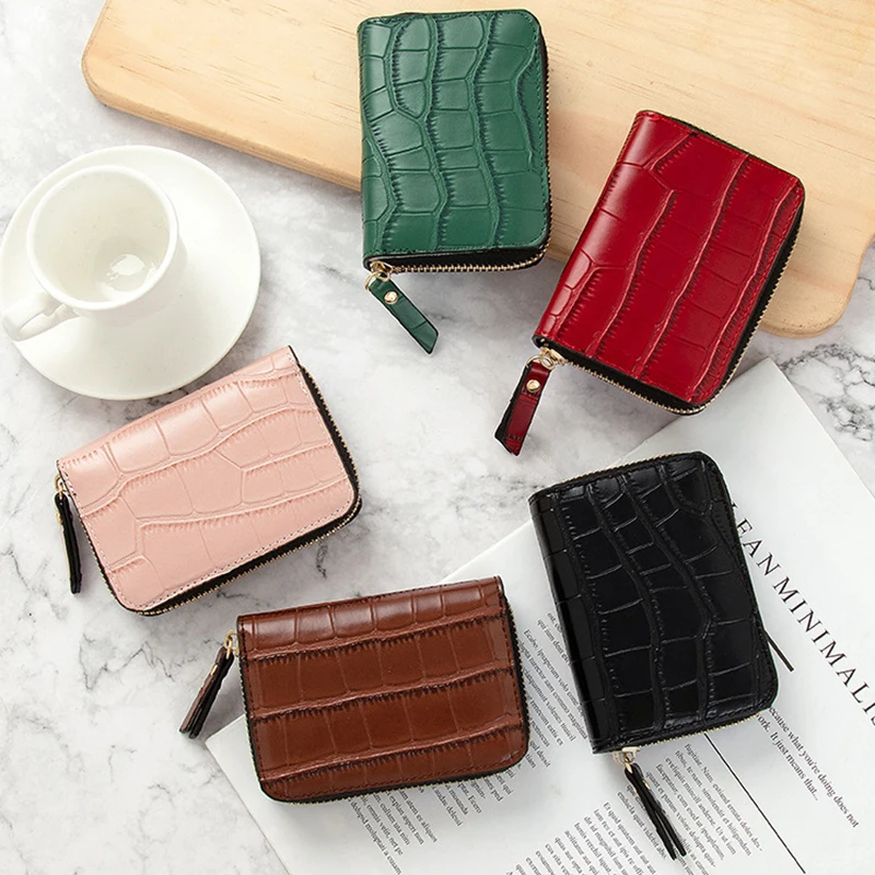 

Men Pu Leather Credit Card Wallet Bag Women Zipper Credit Holder Case Coin Purse