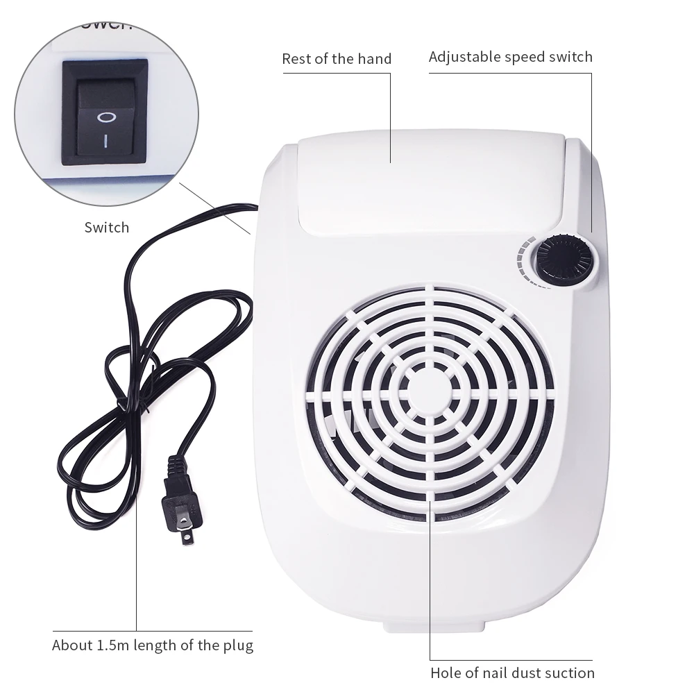 40 Вт Мощный коллектор для всасывания пыли с ногтей пылесос профессиональный