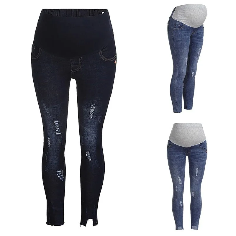 

Denim Jeans For Pregnant Woman Ripped Jeans Maternity Casual Pants Trousers Nursing Prop Belly Legging Ropa Premama Embarazadas