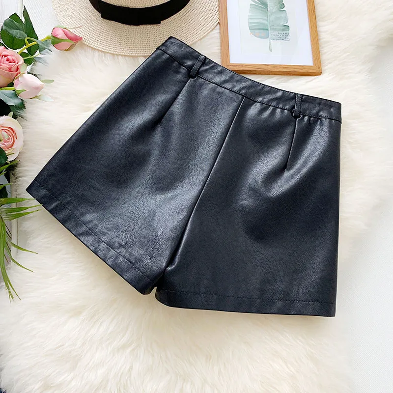 Женские винтажные черные широкие брюки REALEFT повседневные короткие из