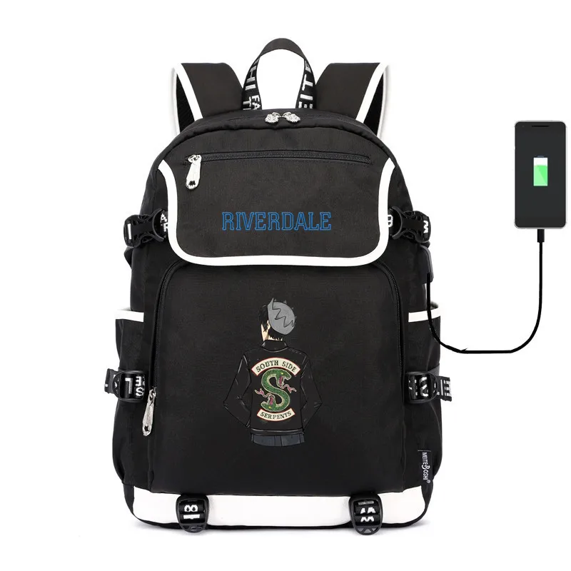 Riverdale canvas Backpack usb charging School Bags South Side Serpents shoulder bag Laptop travel rucksack for teenagers | Багаж и сумки