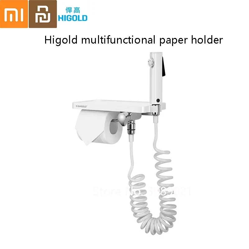 

Youpin Higold Multifunctional Toilet Paper Holder Wall Mounted Tissue Paper Holder Box With Spray Gun For Household Cleaning