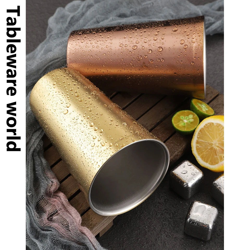 

High-quality 304 Stainless Steel Beer Mug Double-layer Home-carried Water Cup Large-capacity Restaurant Coffee Cold Drink Cup