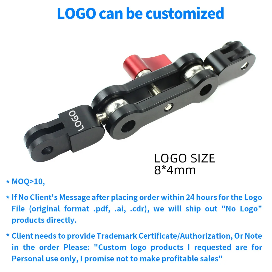 Customizable Logo Алюминиевый сплав Magic Arm Mount Adapter двойная головка Pivot Activity разъем вращение на 360 для экшн-камеры Gopro для DJI Osmo - Цвет: Customizable Logo