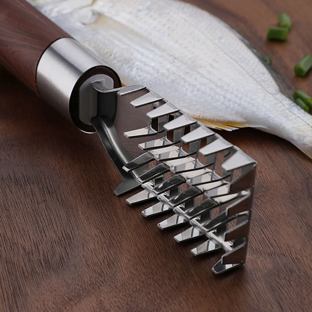 

Stainless Steel Fish Scale Scraper Handle Scale Remover Handheld Fish Scraping Brush Kitchen Tool