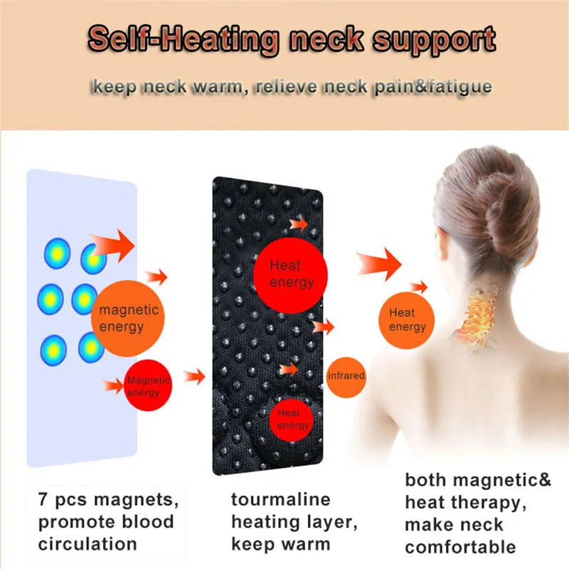 

Neck Brace Belt Self-heating Lining Magnetotherapy Wrapping Paper Protective Neck Strip Support Massage Belt for Healthcare