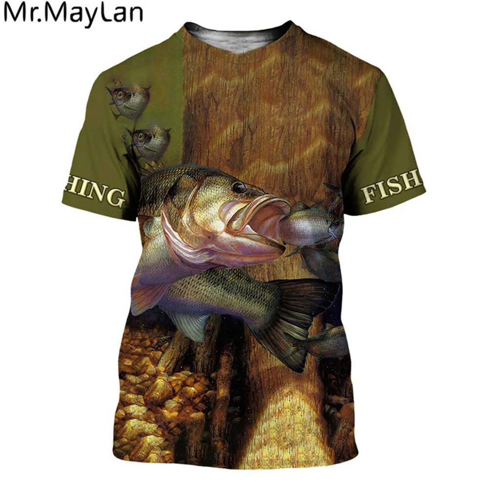 Новинка 2020 футболка для рыбалки стильная повседневная с цифровым 3D-принтом рыбы