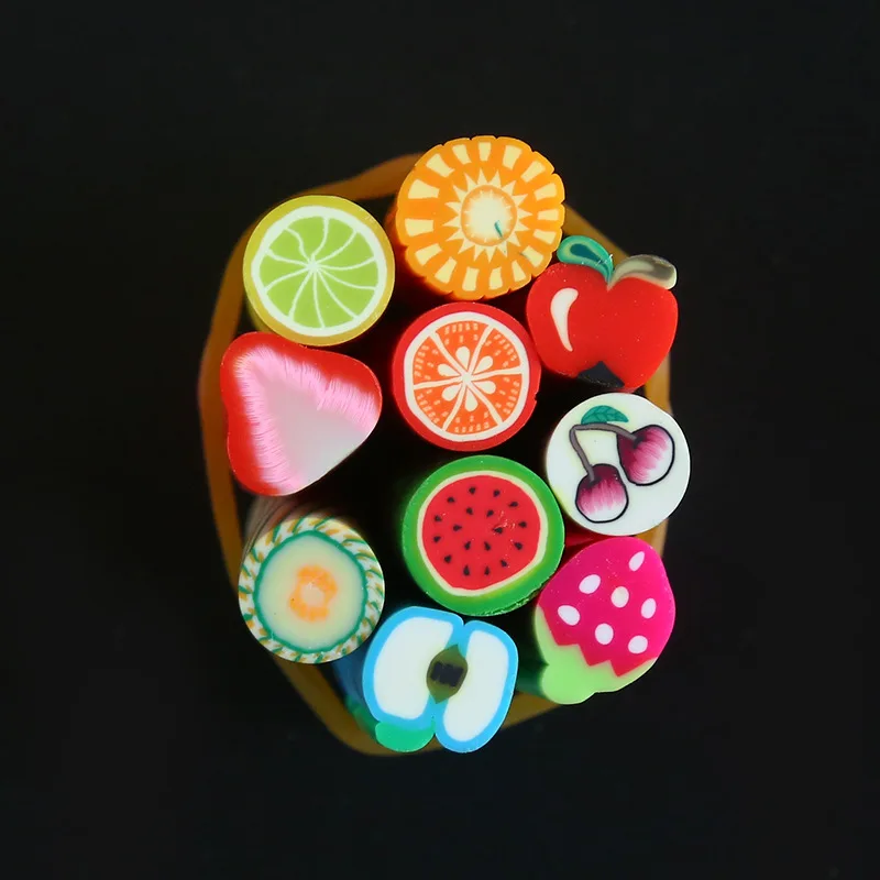 Fruit 10 шт./пакет фимо фрукты ломтик Slime Подвески принадлежности из полимерной глины искусственные фрукты ломтики палочки Пластилин наполнитель Slime игрушка - Цвет: Fruit