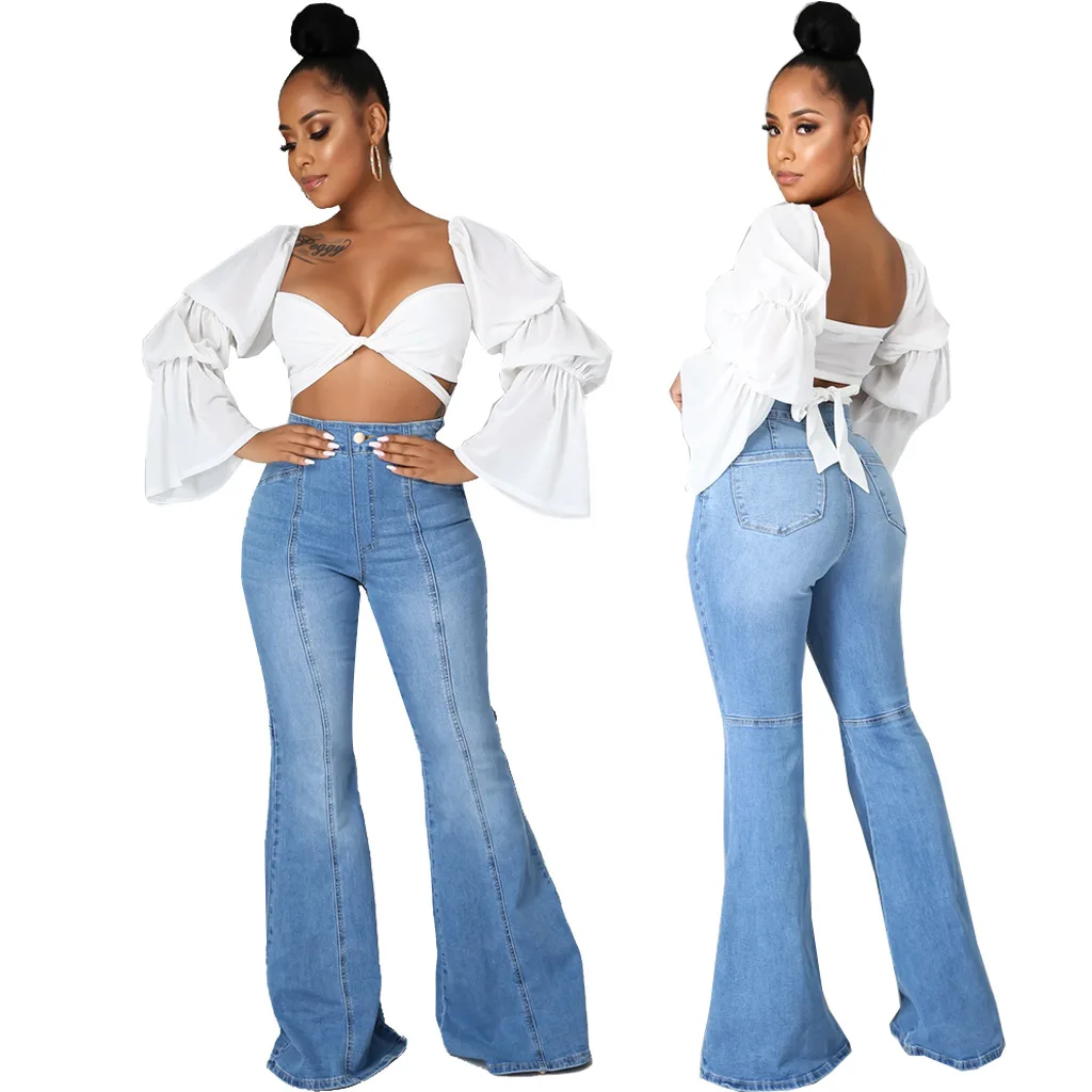 

Mdmupaogit клеш расклешенные джинсы женская мода размера плюс прямые джинсовые штаны широкие брюки леди повседневные расклешенные брюки женски...