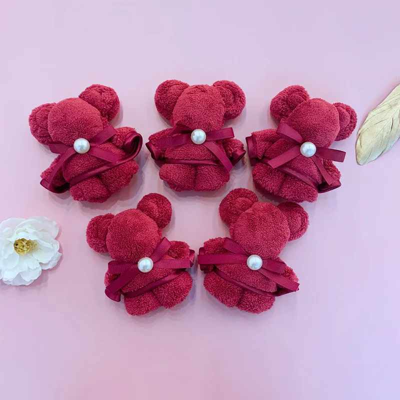 

Coral Fleece Christmas Bear Gift Towel Red Wine New Year's Wedding Baby Birthday Companion Gift Towel Bell Decoration Hand Towel