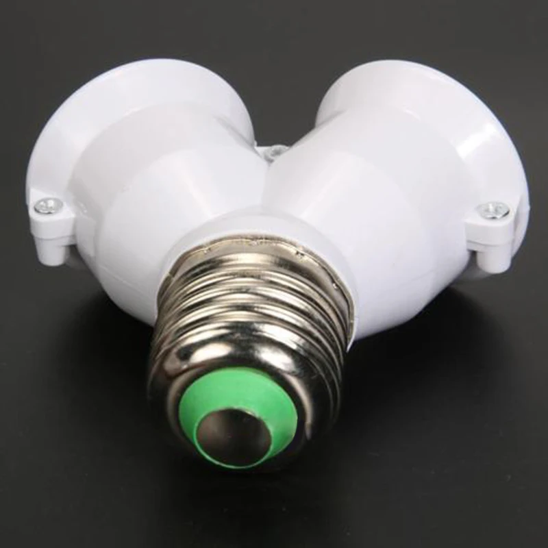 

2 In 1 E27 To 2E27 Base Socket Splitter LED Light Lamp Bulb Adapter Holder White
