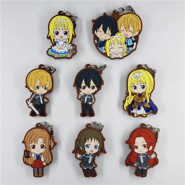 

Sword Art Online Alicization SAO Anime Yuuki Asuna Asada Shino Sinon Silica Lisbeth Konno Yuuki Strap Rubber Keychain