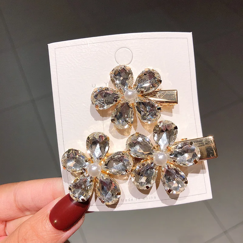 

2pcs/set Women Girls Elegant Shining Crystal Flower Metal Hairpins Sweet Hair Clip Barrettes Headband Fashion Hair Accessories