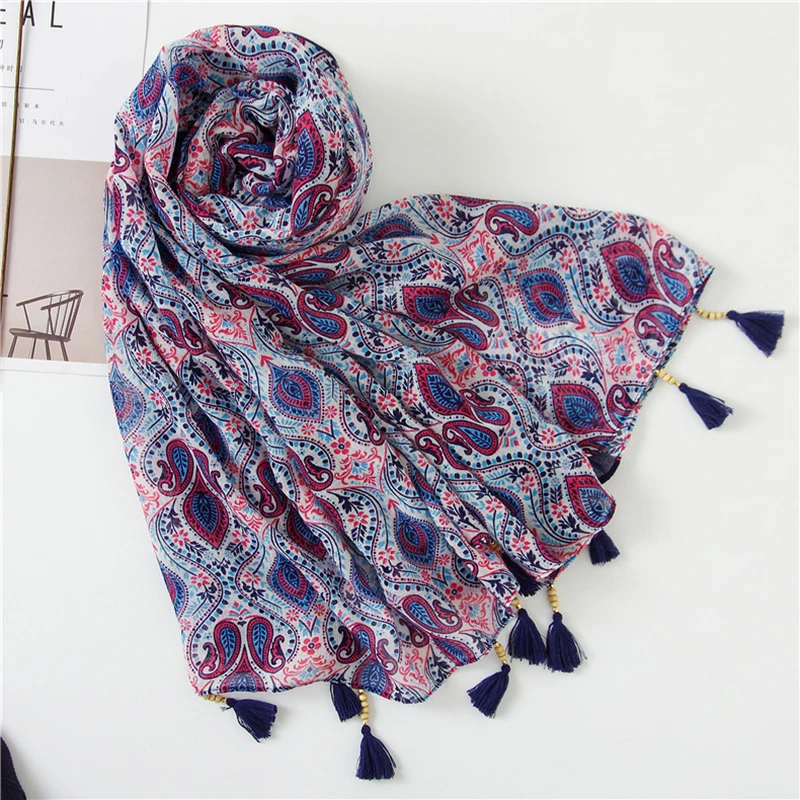 Женская весенне-осенне-зимняя винтажная шаль с принтом в этническом стиле мягкая