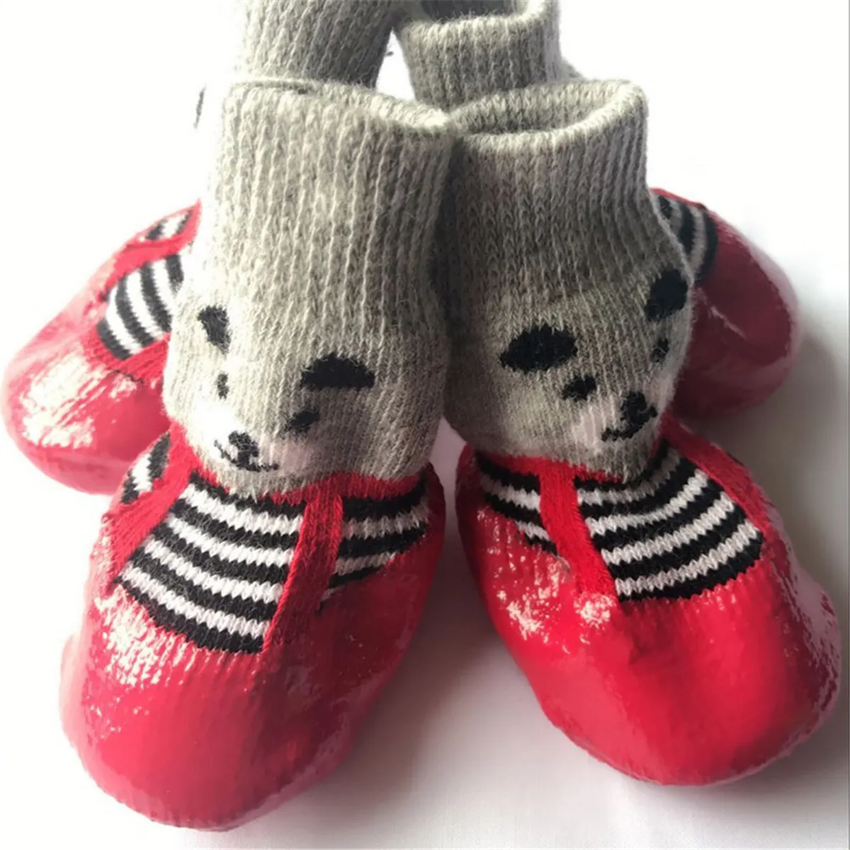 

4pcs/Set Cute Cotton Rubber Pet Dog Shoes Waterproof Non-slip Dog Rain Snow Boots Socks For Puppy Large Small Cats Dogs
