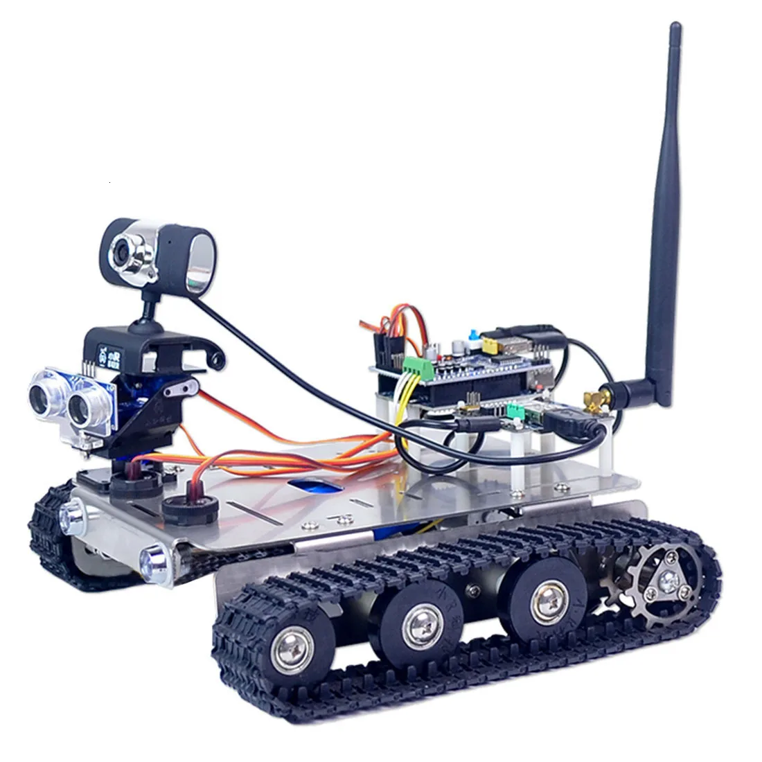 Программируемый робот DIY Wifi шасси из нержавеющей стали трек Танк автомобиль с графическим программированием XR блок Linux стандартная версия