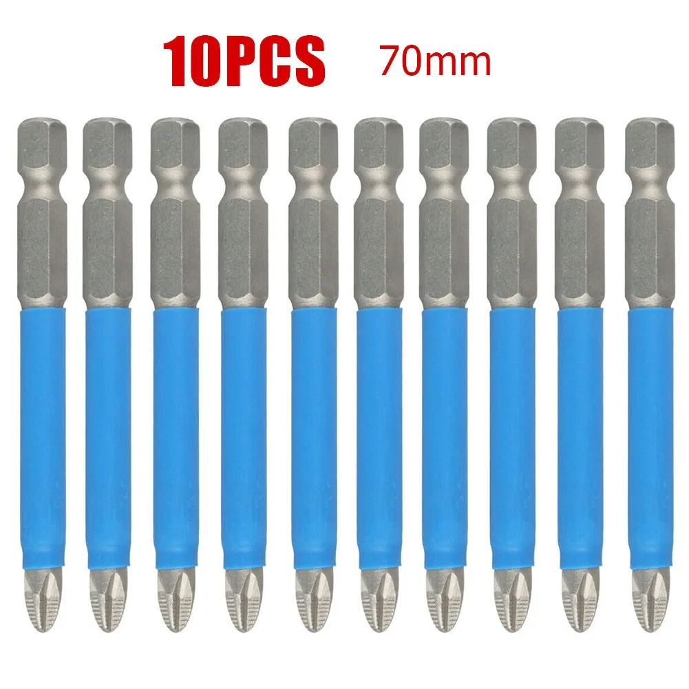 

10PCS Magnetic Hex Shank Screwdriver Bits Set Anti-slip PH2 70mm 1/4" Electric Hex Shank Magnetic Screwdriver Drill Bit Tool