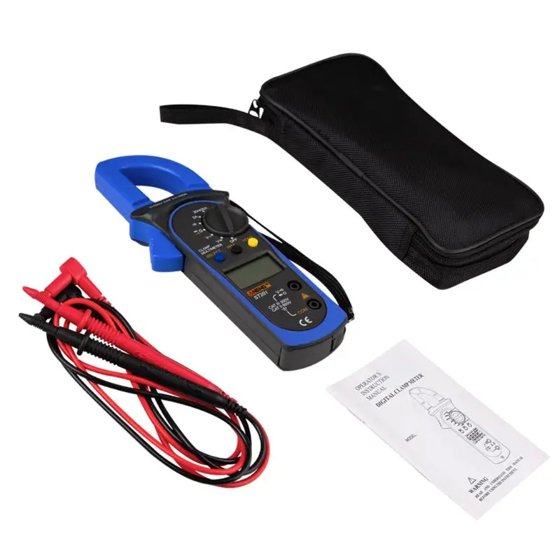 

Digital Clamp Multimeter ST-201 True RMS LCD Multifuction Ohm DC AC Voltmeter AC Ammeter Data Tester X4YD