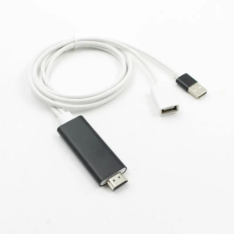 Кабель преобразователь HDTV для iPhone iPad Android на HDMI ТВ адаптер с USB портом питания