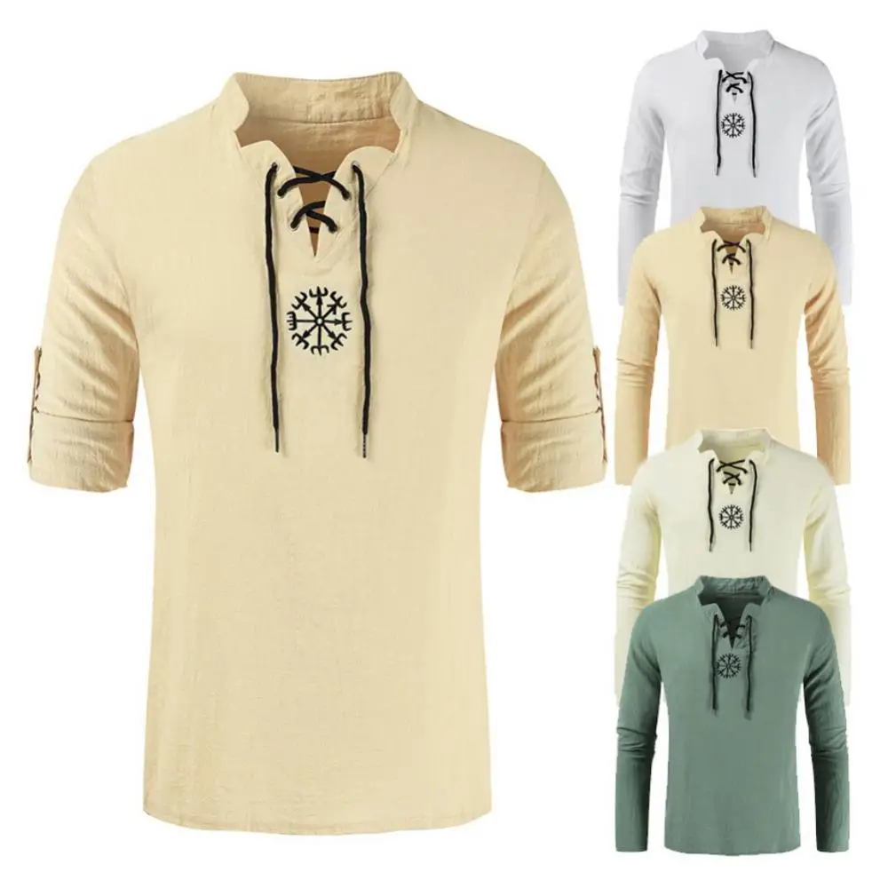 Весенняя Мужская рубашка с длинным рукавом средневековый рыцарь Топ косплей