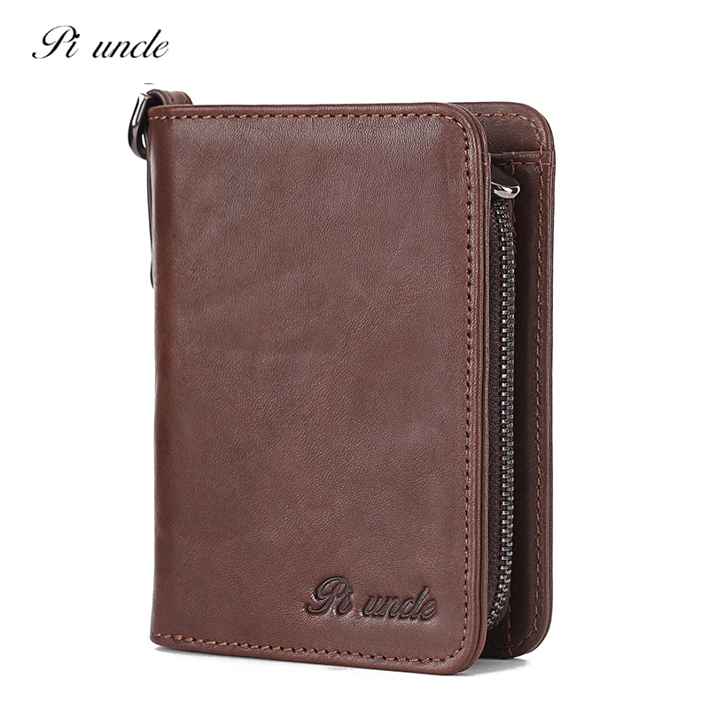 Модный мужской короткий кошелек из натуральной кожи с монетками Карманный