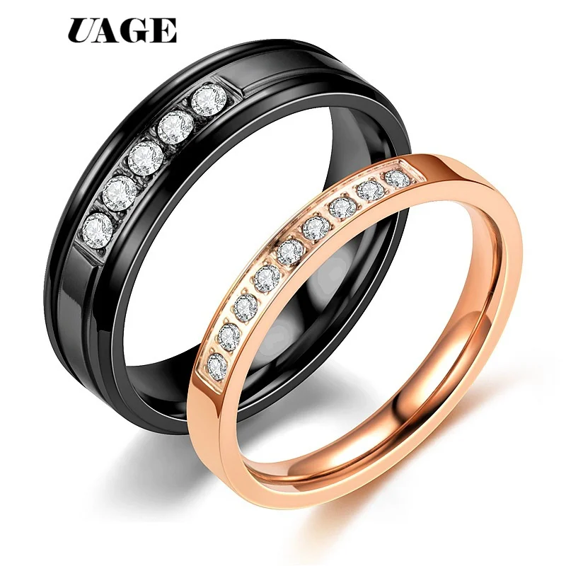 Кольца женские из титановой нержавеющей стали черного и серебряного цвета с