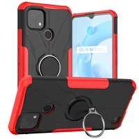 shockproof armor case for oppo realme c20 c21 magnetic metal ring stand holder soft tpu bumper hard pc protective back cover