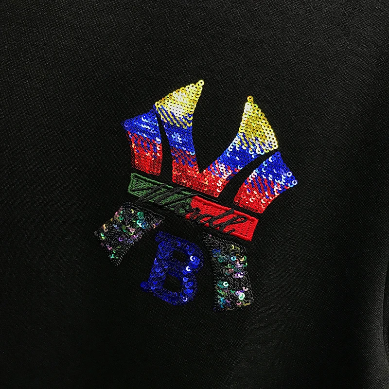 

2020 autumn new men's fashion personality letters sequins round neck long sleeve hoodie trousers slim two-piece suit trend