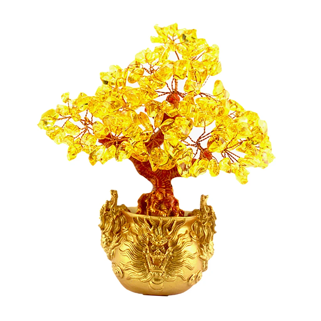 С украшением в виде кристаллов счастливый денежный дерево фэн шуй для богатства