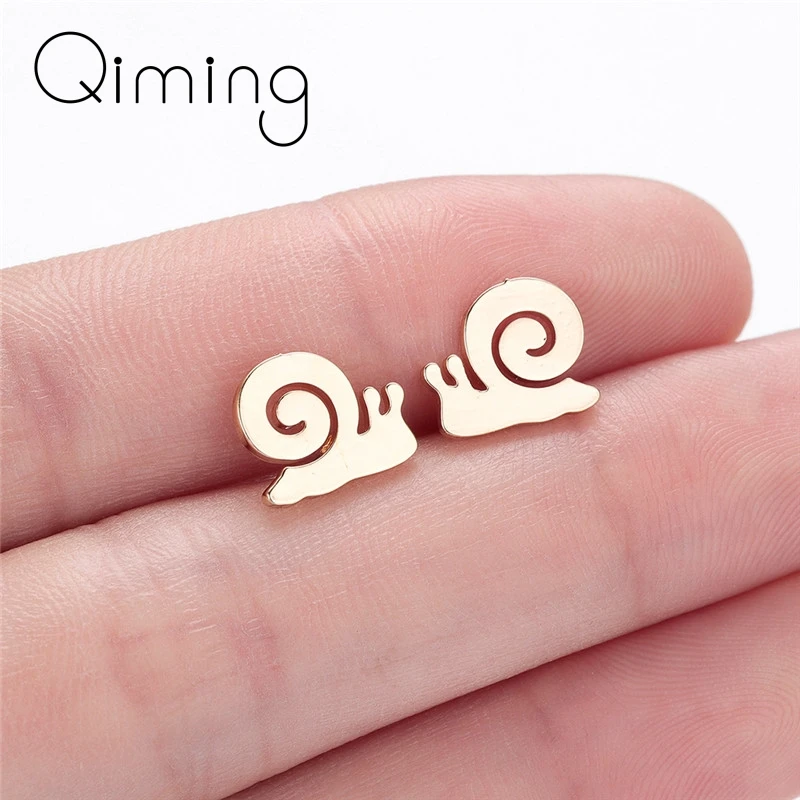 Симпатичные серьги гвоздики для девочек детские украшения мультяшная Улитка