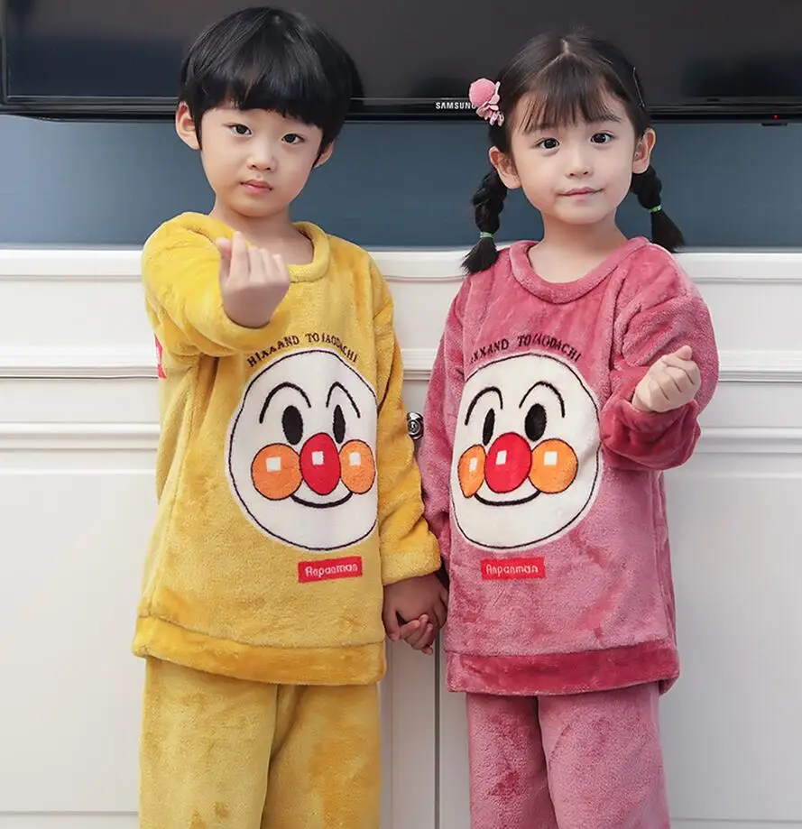 Осенне зимние Детские флисовые пижамы теплая фланелевая одежда для сна домашняя