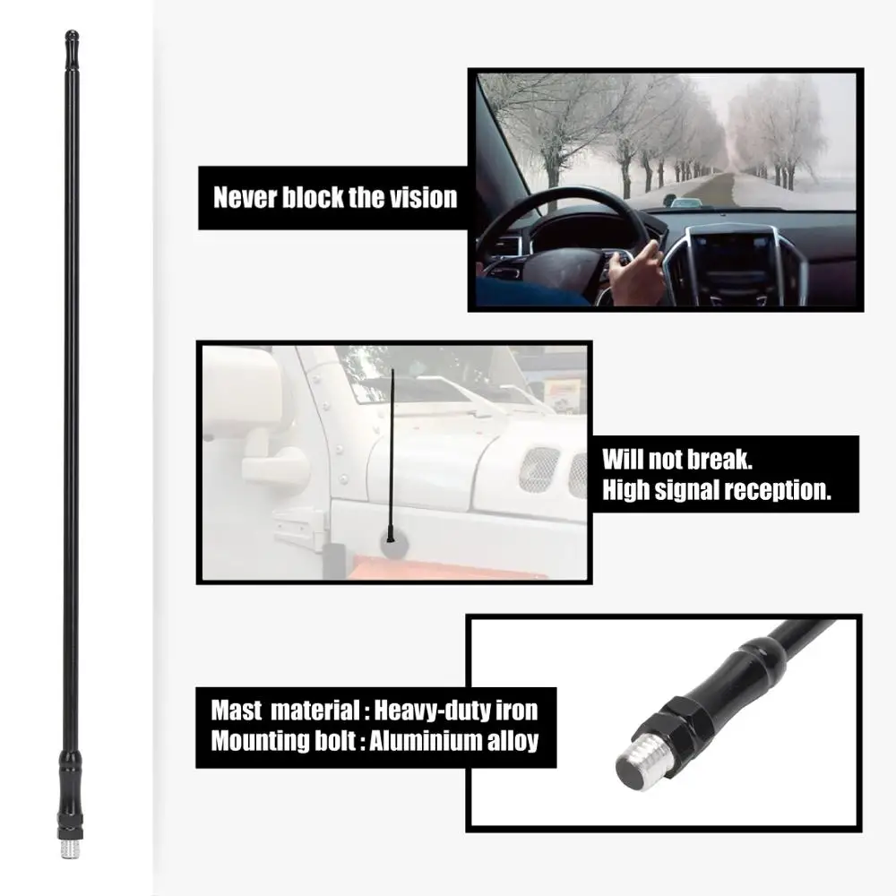 1" AM усилитель fm-сигнала антенна Радио мачта антенны для Jeep Wrangler JK 2007- с 8 мм болт транспортных средств алюминиевая антенна