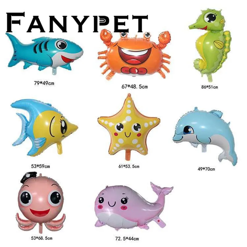 4 шт. Мультяшные морские воздушные шарики в виде животных Акула осьминог краб
