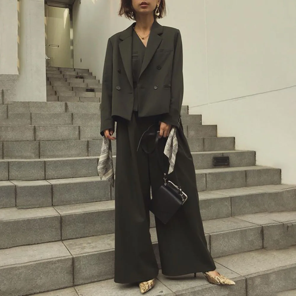 Женский офисный комплект из трех предметов элегантный повседневный пиджак и