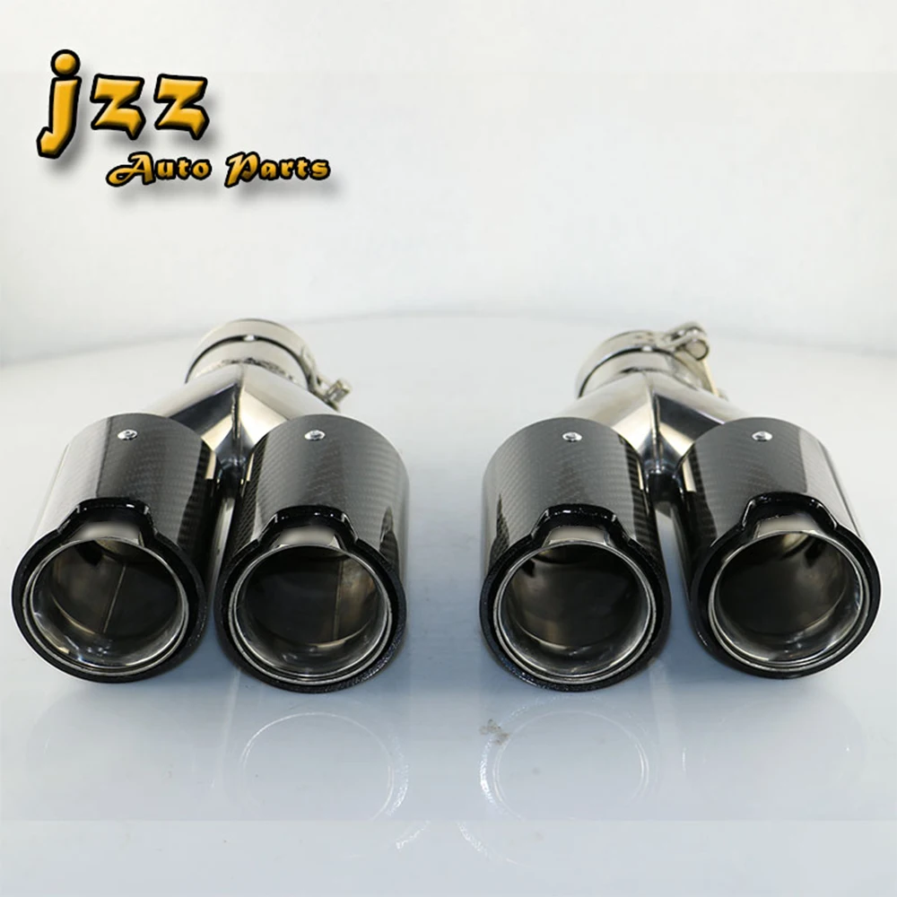 

JZZ 1set Auto the dual Straight cut exhaust pipe on the car stainless steel muffler tips for car 63mm inlet with clamp