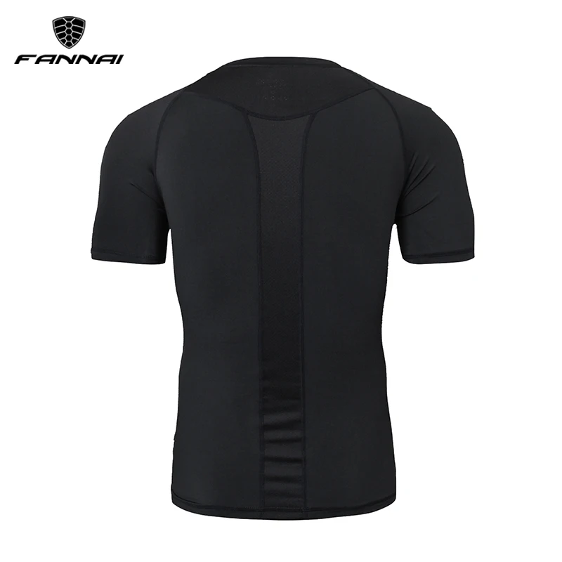 Мужская компрессионная футболка FANNAI Спортивная для бега фитнеса с коротким