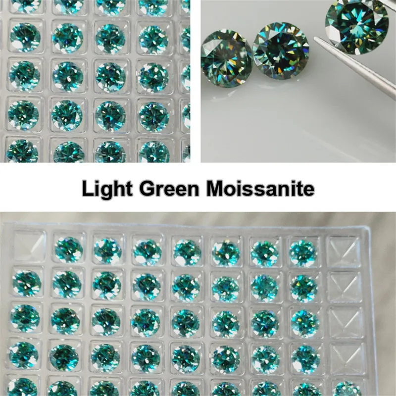 5-12 мм светильник зеленое синтетическое кольцо с алмазом Moissanite 1ct Свободные