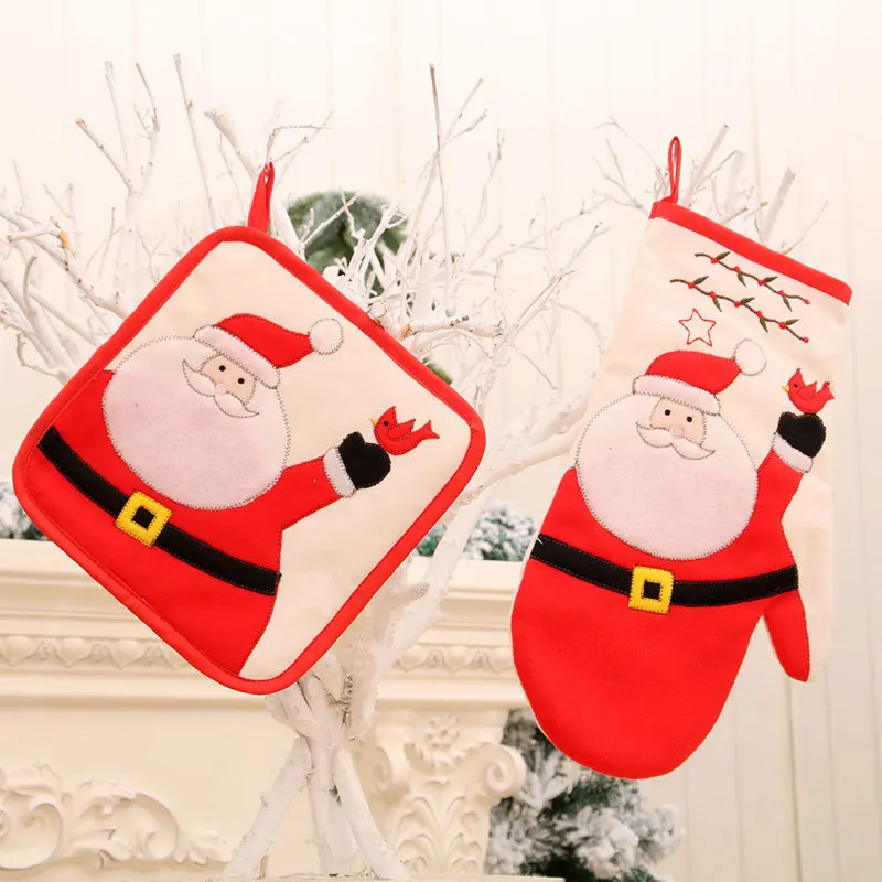 

Рождественские теплоизоляционные перчатки для микроволновки BalleenShiny, коврики для места, рождественские украшения для дома, изоляционный ко...