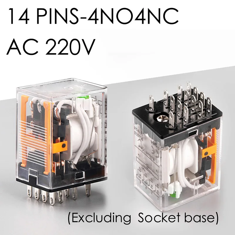 AC220V 14pin-4NO4NC LANBOO LY2NJ HH52 электронное Микро Мини промежуточное электромагнитное реле 14PIN катушка DPDT с гнездом база DC12V, 24V AC110, 220V - Габаритные размеры: AC220V 14pin-4NO4NC