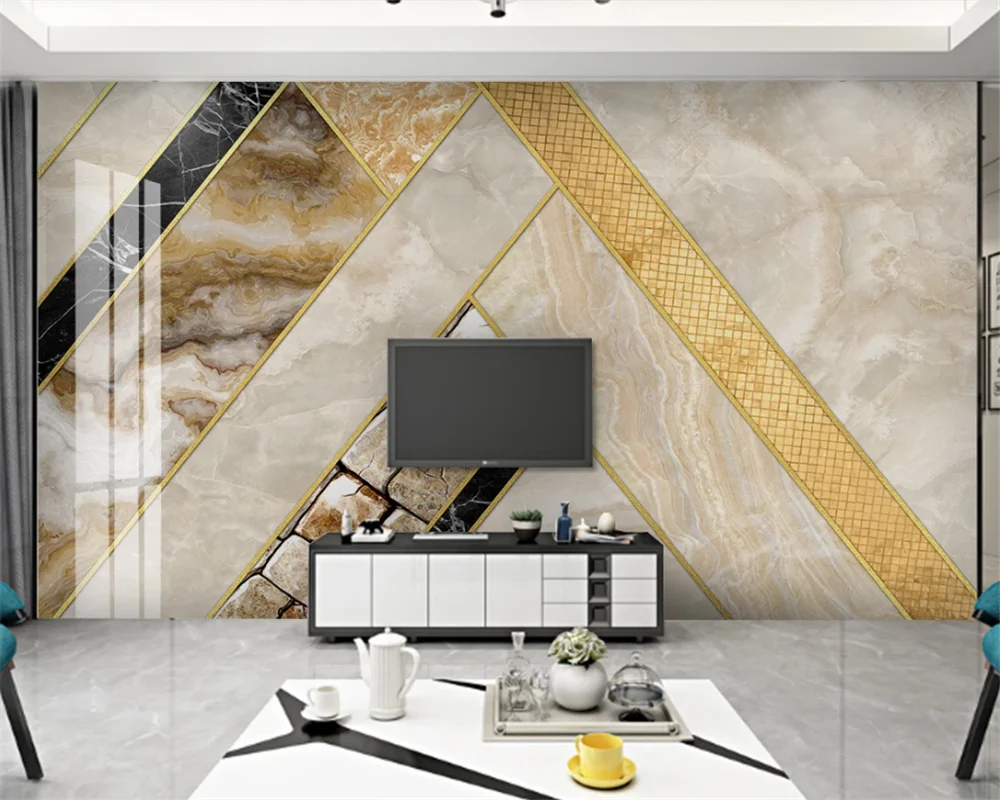 Бейбеханг Персонализированный современный минималистический творческий абстрактный геометрический мраморный джазовый белый фоновый обои папье пен.