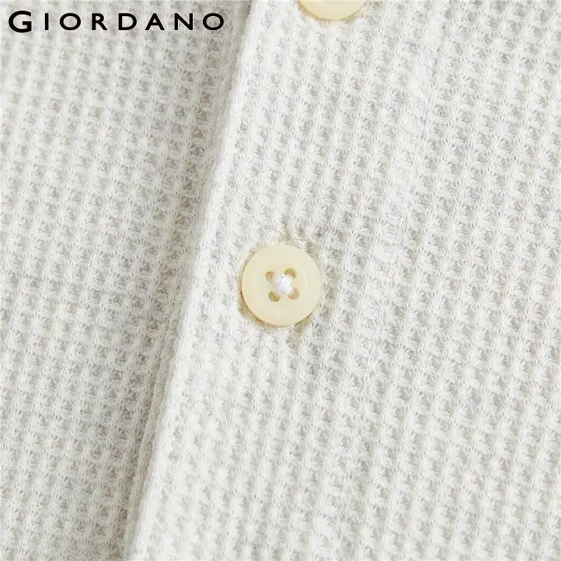 Giordano Мужская футболка с горлышком и вафельным воротником, Camiseta Masculina, контрастный цвет, легкая Толстая Мягкая футболка Poleras Hombre 01029796