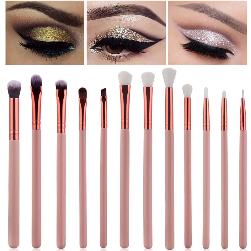 Набор кистей для макияжа 12 шт. консилер тени век бровей основы пудры румян