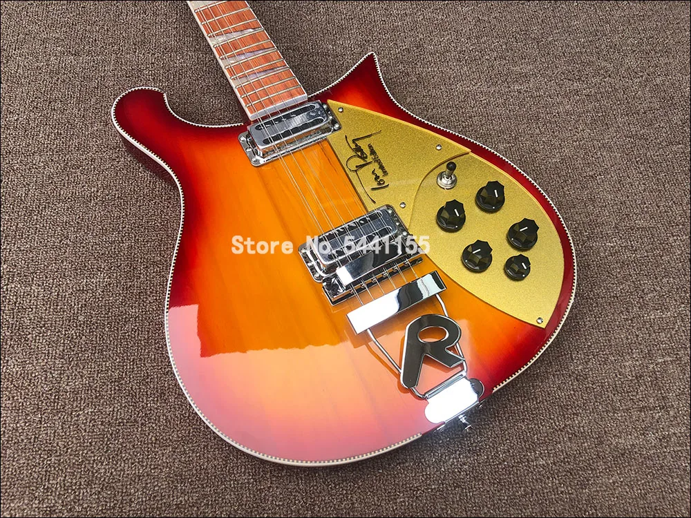 2020 hohe qualität 12 string e gitarre ricken 660 elektrische gitarre kirsche rot farbe körper mit rtailpiece goldene schutz freies free