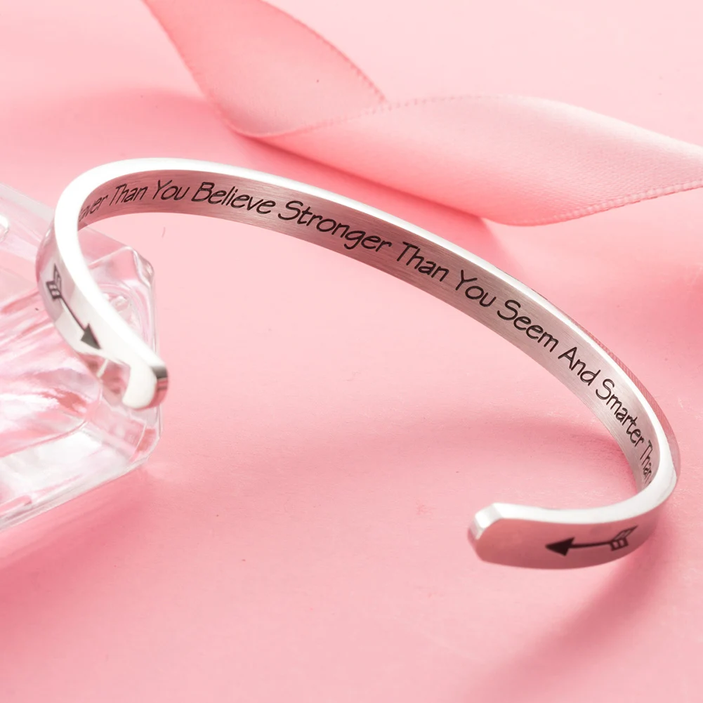 Браслеты для женщин из нержавеющей стали вдохновляющие украшения сообщений