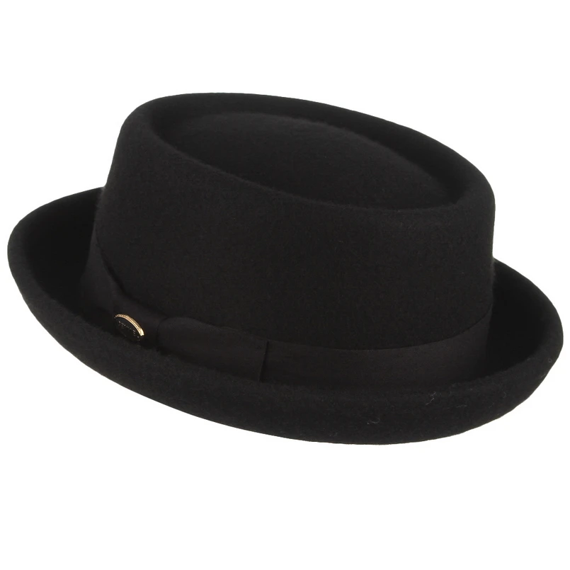 GEMVIE/для мужчин и женщин, шерсть, войлок, дробилка, Шляпа Fedora, винтажный изогнутый край, свиной пирог, шерстяная шапка, сезон осень-зима